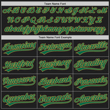 Load image into Gallery viewer, Custom Black Old Gold Pinstripe Kelly Green Authentic Baseball Jersey