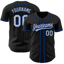 Load image into Gallery viewer, Custom Black Gray Pinstripe Gray-Royal Authentic Baseball Jersey
