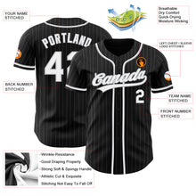 Load image into Gallery viewer, Custom Black Gray Pinstripe White Authentic Baseball Jersey
