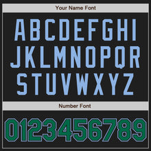 Load image into Gallery viewer, Custom Black Light Blue Pinstripe Kelly Green Authentic Baseball Jersey