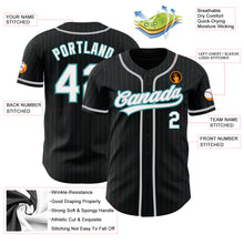 Load image into Gallery viewer, Custom Black Teal Pinstripe White-Gray Authentic Baseball Jersey