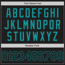 Load image into Gallery viewer, Custom Black Teal Pinstripe Black Authentic Baseball Jersey