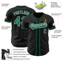 Load image into Gallery viewer, Custom Black White Pinstripe Kelly Green Authentic Baseball Jersey