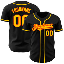 Load image into Gallery viewer, Custom Black Yellow-Orange Authentic Baseball Jersey