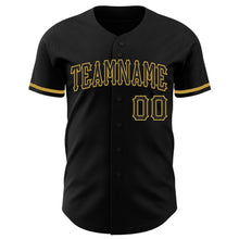 Load image into Gallery viewer, Custom Black Old Gold Authentic Baseball Jersey