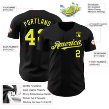 Load image into Gallery viewer, Custom Black Neon Yellow Authentic Baseball Jersey