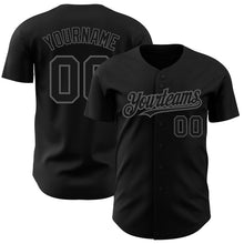 Load image into Gallery viewer, Custom Black Steel Gray Authentic Baseball Jersey