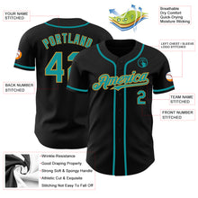 Load image into Gallery viewer, Custom Black Teal-Old Gold Authentic Baseball Jersey
