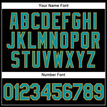 Load image into Gallery viewer, Custom Black Teal-Old Gold Authentic Baseball Jersey