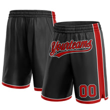 Load image into Gallery viewer, Custom Black Red-White Authentic Basketball Shorts