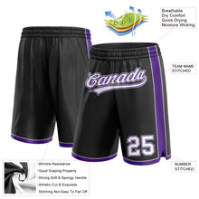 Load image into Gallery viewer, Custom Black White Purple-Gray Authentic Basketball Shorts