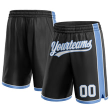 Load image into Gallery viewer, Custom Black White-Light Blue Authentic Basketball Shorts