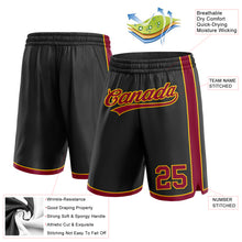 Load image into Gallery viewer, Custom Black Maroon-Yellow Authentic Basketball Shorts
