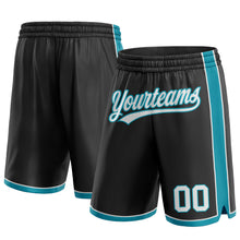 Load image into Gallery viewer, Custom Black White-Teal Authentic Basketball Shorts
