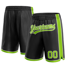 Load image into Gallery viewer, Custom Black Neon Green-White Authentic Basketball Shorts