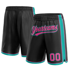 Load image into Gallery viewer, Custom Black Pink-Aqua Authentic Basketball Shorts