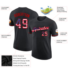 Load image into Gallery viewer, Custom Black USA Flag-Red Performance T-Shirt