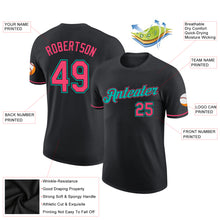 Load image into Gallery viewer, Custom Black Neon Pink-Aqua Performance T-Shirt