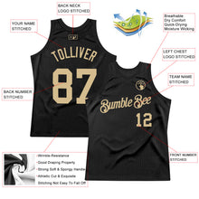 Load image into Gallery viewer, Custom Black Vegas Gold Authentic Throwback Basketball Jersey