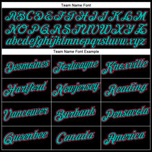 Load image into Gallery viewer, Custom Black Neon Pink-Aqua Authentic Throwback Basketball Jersey