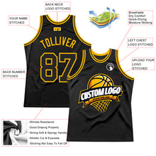Load image into Gallery viewer, Custom Black Gold Authentic Throwback Basketball Jersey