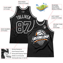 Load image into Gallery viewer, Custom Black White Authentic Throwback Basketball Jersey