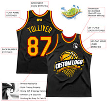 Load image into Gallery viewer, Custom Black Gold-Red Authentic Throwback Basketball Jersey