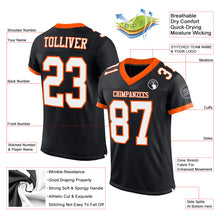 Load image into Gallery viewer, Custom Black White-Orange Mesh Authentic Football Jersey