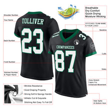 Load image into Gallery viewer, Custom Black White-Kelly Green Mesh Authentic Football Jersey