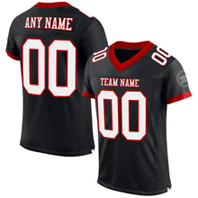 Load image into Gallery viewer, Custom Black White-Red Mesh Authentic Football Jersey