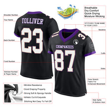 Load image into Gallery viewer, Custom Black White-Purple Mesh Authentic Football Jersey