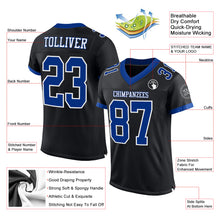 Load image into Gallery viewer, Custom Black Royal-White Mesh Authentic Football Jersey