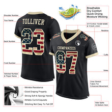 Load image into Gallery viewer, Custom Black Vintage USA Flag-Cream Mesh Authentic Football Jersey