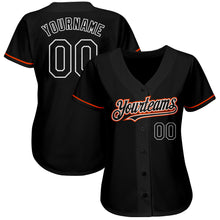 Load image into Gallery viewer, Custom Black Orange-White Authentic Baseball Jersey