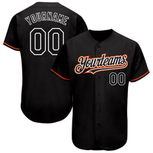 Load image into Gallery viewer, Custom Black Orange-White Authentic Baseball Jersey