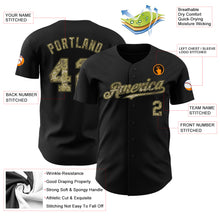 Load image into Gallery viewer, Custom Black Camo-Olive Authentic Baseball Jersey