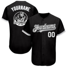 Load image into Gallery viewer, Custom Black White-Gray Authentic Baseball Jersey