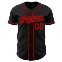 Load image into Gallery viewer, Custom Black Red Authentic Baseball Jersey