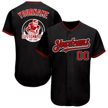 Load image into Gallery viewer, Custom Black Red-White Authentic Baseball Jersey
