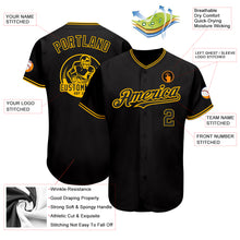 Load image into Gallery viewer, Custom Black Gold Authentic Baseball Jersey