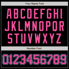 Load image into Gallery viewer, Custom Black White Pinstripe Pink-Light Blue Authentic Baseball Jersey