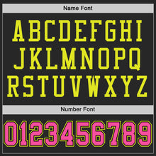 Load image into Gallery viewer, Custom Black Pink-Neon Yellow Mesh Authentic Football Jersey