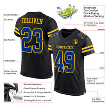 Load image into Gallery viewer, Custom Black Royal-Yellow Mesh Authentic Football Jersey