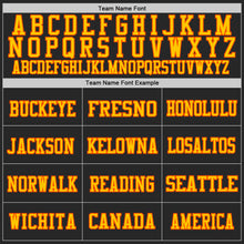 Load image into Gallery viewer, Custom Black Yellow-Orange Mesh Authentic Football Jersey