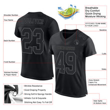 Load image into Gallery viewer, Custom Black Steel Gray Mesh Authentic Football Jersey