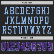 Load image into Gallery viewer, Custom Black Purple-Light Blue Mesh Authentic Football Jersey