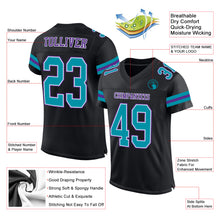 Load image into Gallery viewer, Custom Black Teal-Purple Mesh Authentic Football Jersey
