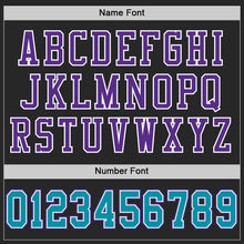 Load image into Gallery viewer, Custom Black Teal-Purple Mesh Authentic Football Jersey