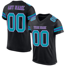Load image into Gallery viewer, Custom Black Teal-Purple Mesh Authentic Football Jersey