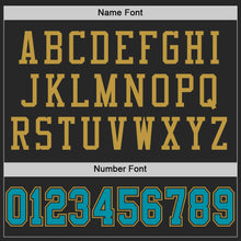 Load image into Gallery viewer, Custom Black Teal-Old Gold Mesh Authentic Football Jersey